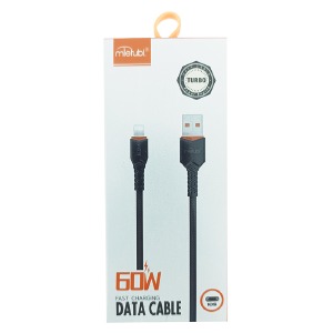 Кабель iPhone Lightning Mietubl MTB-DCULF03 3A/60W тканевый черный 1м - фото