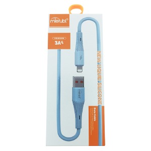 Кабель iPhone Lightning Mietubl MTB-DCULF08 3A силиконовый голубой 1м - фото