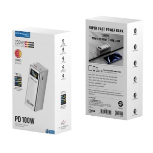 Power bank/Павербанк 20000mA Konfulon A60Q 1USB-22.5W/PD100W (для зарядки ноутбука, если зарядное не больше 100W) (input Type-C) белый - фото