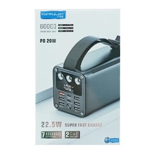 Power bank/Павербанк 60000mA Konfulon A28Q 1USB 22,5w/5USB 15W + 1хPD20w+3xLED/2xTypeC input PD+QC/LED display  хаки - фото