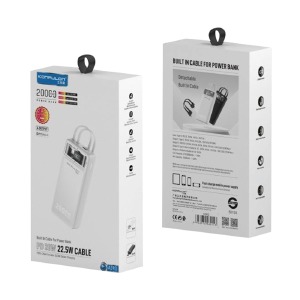 Power bank/Павербанк 20000mA Konfulon A39Q USB22.5W/PD20W/cable Type-C to Type-C 22.5W and Lightning 15W (input Type-C 18W) белый - фото