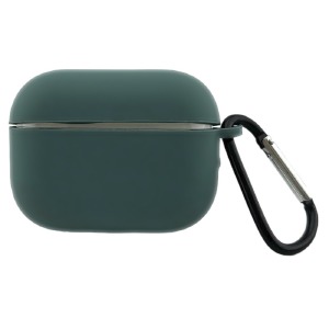 Чохол силікон AirPods Pro/Pro2 microfiber (16) Pine green з карабіном - фото