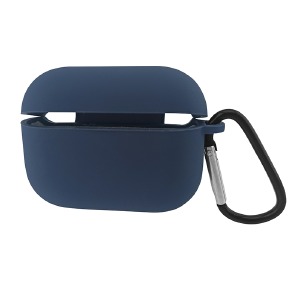 Чехол силикон для AirPods Pro/Pro2 microfiber (02) темно-синий с карабином - фото