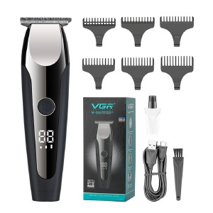 Тример для бороди VGR V-059 акумуляторний/4 насадки/LED дисплей - фото