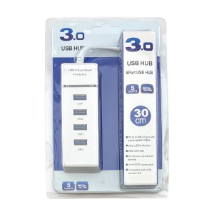 HUB USB 4в1 (USB3.0х4) Super speed 5Gbps білий 0,3м - фото