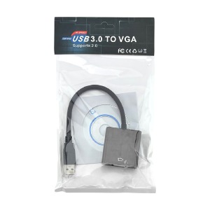 USB (тато) - VGA (мама) конвертер 3.0 чорний 0,1м - фото