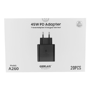 'SET блочків USB Gerlax A260 3A/PD45W чорний (18ШТ!!! +2ШТ ПОДАРУНОК) - фото
