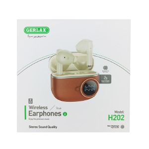 Bluetooth Air Pods Gerlax H202 BT5.3/TWS/30mAh/200mAh/LED дисплей коричнево молочні - фото