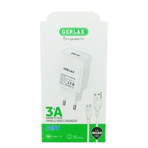 МЗП microUSB Gerlax A13V 3A/1USB/15W/QC3.0 білий 1м - фото