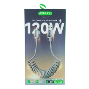 Кабель Type-C Gerlax GD-62T 9А/120W/QC3.0 чорний 1.6м - фото