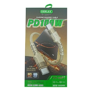 Кабель Type-C to Type-C Gerlax GD-66PT 6A/PD100W/QC3.0 тканинний молочний 1м - фото