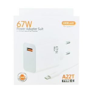 МЗП Type-C Gerlax A22T 3A/QC3.0/67W білий - фото