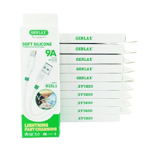`SET кабелів iPhone Lightning Gerlax D-25L1 9А/QC3.0 силіконовий білий 1м (10ШТ!!!+1ШТ ПОДАРУНОК) - фото