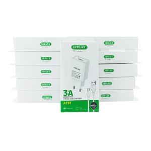 'SET МЗП Type-C Gerlax A13T 3A/1USB/15W/QC3.0 білий 1м (10ШТ!!!+1ШТ ПОДАРУНОК) - фото