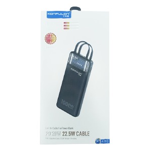Power bank/Павербанк 10000mA Konfulon A38Q PD20W/кабель Type-C to Type-C 22.5W та Lightning 15W білий - фото