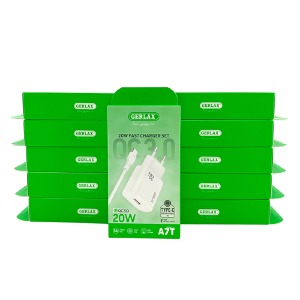 'SET МЗП Type-C Gerlax A7T 3A/1USB/20W/QC3.0 білий 1м (10ШТ!!!+1ШТ ПОДАРУНОК) - фото