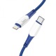 Кабель iPhone PD Type-C to Lightning Hoco X70 20W тканинний блакитний 1м - фото 1