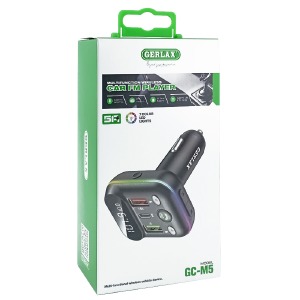 FM модулятор Gerlax GC-M5 12-24V/5A/2USB/PD/MicroSD/BT5.0/RGB/LCD дисплей чорний - фото