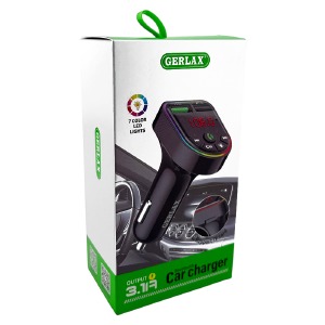 FM модулятор Gerlax C-M13 12-24V/3.1A/2USB/QC3.0/BT5.3/RGB/LED дисплей чорний - фото