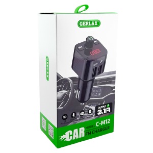 FM модулятор Gerlax C-M10 12-24V/2.1A/2USB/QC3.0/BT5.3/LED дисплей чорний - фото