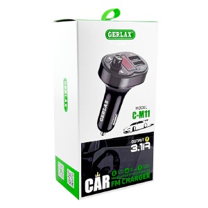 FM модулятор Gerlax C-M11 12-24V/3.1A/2USB/QC3.0/BT5.3/LED дисплей чорний - фото