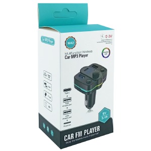 FM модулятор M42 12-24V/3.1A/2USB/PD/MicroSD/BT5.3/RGB/LCD дисплей чорний - фото