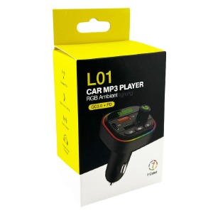 FM модулятор L01 12-24V/3.1A/2USB/PD/BT5.0/RGB/LCD чорний дисплей - фото