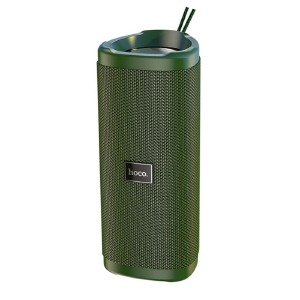 Колонка Hoco HC4 5W/BT5.0/USB/AUX/microSD/FM/1500mAh/TWS/IPX5 20х8,8х8,1см темно-зелена - фото