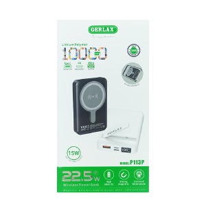 Power bank/Павербанк 10000mA Gerlax P113P 2USB/22.5WQC3.0/3А (input micro/Type-C) білий - фото