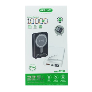 Power bank/Павербанк 10000mA Gerlax P113P 2USB/22.5WQC3.0/3А (input micro/Type-C) чорний - фото