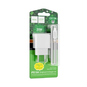 МЗП Type-C to iPhone Lightning Hoco CS13A 3A/PD20W/блитер білий 1м (28) - фото