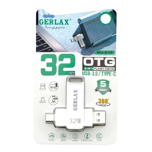 USB 32GB 3.0 Gerlax UG3-32 USB+Type-C metal Series сталева - фото