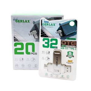 `SET USB 32GB 3.0 Gerlax UG3-32 USB+Type-C metal Series сталева (19ШТ!!!+1ШТ ПОДАРУНОК) - фото
