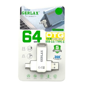 USB 64GB 3.0 Gerlax UG3-64 USB+Type-C metal Series сталева - фото