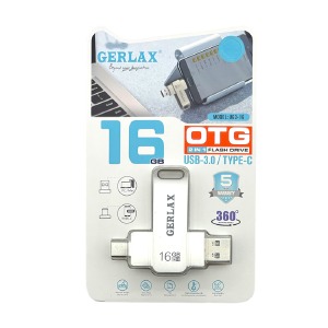 USB 16GB 3.0 Gerlax UG3-16 USB+Type-C metal Series сталева - фото