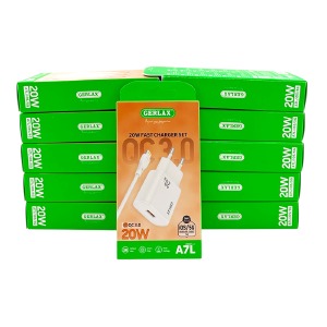 'SET МЗП для iPhone Lightning Gerlax A7L 3A/1USB/18W/QC3.0 білий 1м (10ШТ!!! + 1ШТ ПОДАРУНОК) - фото