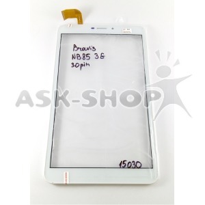 Сенсор (Touchscreen) для планшета Bravis NB85 3G 204*120 мм IPS (тип2)/SupraM84AG/FPCA-80A15-V01/HK80DR2798-V01,30 pin,белый,с рамкой - фото