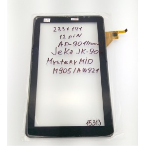 Сенсор (Touchscreen) под планшет 233*141 мм,Assistant AP-901(тип 2)/Jeka JK-900/Mystery MID-M905/MID-AW921(ти 2)/MF-195-090F/MF-195-050F 12 pin,черный - фото