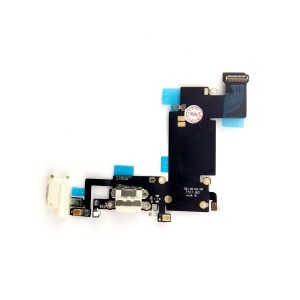 Шлейф Apple iPhone 6S+ на разъем зарядки, разъем наушников с микрофонами 821-00078-08 белый оригинал - фото