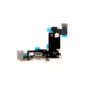 Шлейф Apple iPhone 6S+ на разъем зарядки, разъем наушников с микрофонами 821-00078-08 серый, оригинал - фото