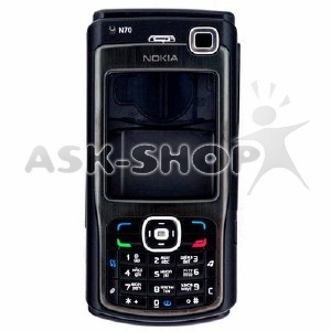 Корпус китай Nokia N70 черный, серебро с английской клавиатурой - фото