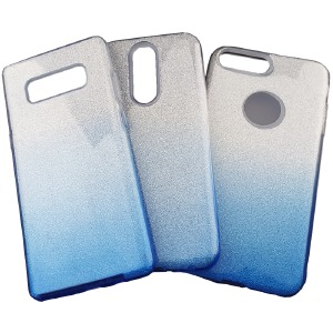 Силикон iPhone 7/8/SE 2 градиент блестки синие - фото
