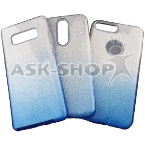 Силикон Huawei P 40 Lite E градиент блестки синие# - фото