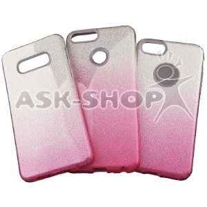 Силикон Samsung A01/A015 градиент блестки розовые# - фото
