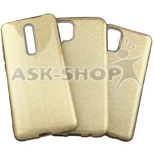 Силикон Samsung A20S/A207 блестки золотые# - фото