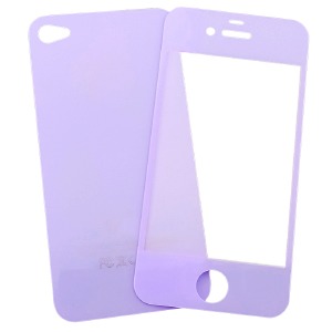 Стекло защитное iPhone 4/4S + заднее глянец светло-фиолетовое - фото