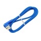 Кабель microUSB Husky Metall угловой тканевой синий # - фото 1