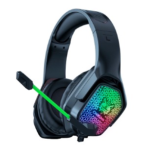 Наушники компьютерные Onikuma X3 USB/3,5(папа)+переходник 3,5(мама)-2х3,5 (папа)/LED RGB подсветка черные 2,2м - фото