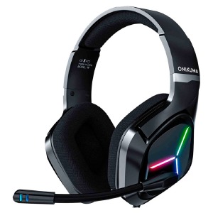 Наушники компьютерные Onikuma X9 USB/3,5(папа)+переходник 3,5(мама)-2х3,5 (папа)/LED RGB подсветка черные 2,2м - фото