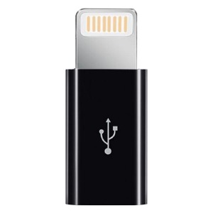 microUSB-Lightning переходник под зарядное устройство черный # - фото